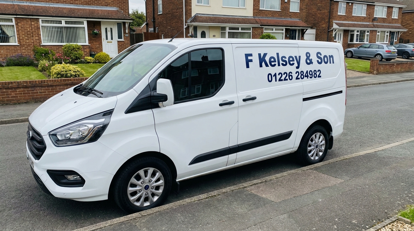 F Kelsey & Son branded plumbing van